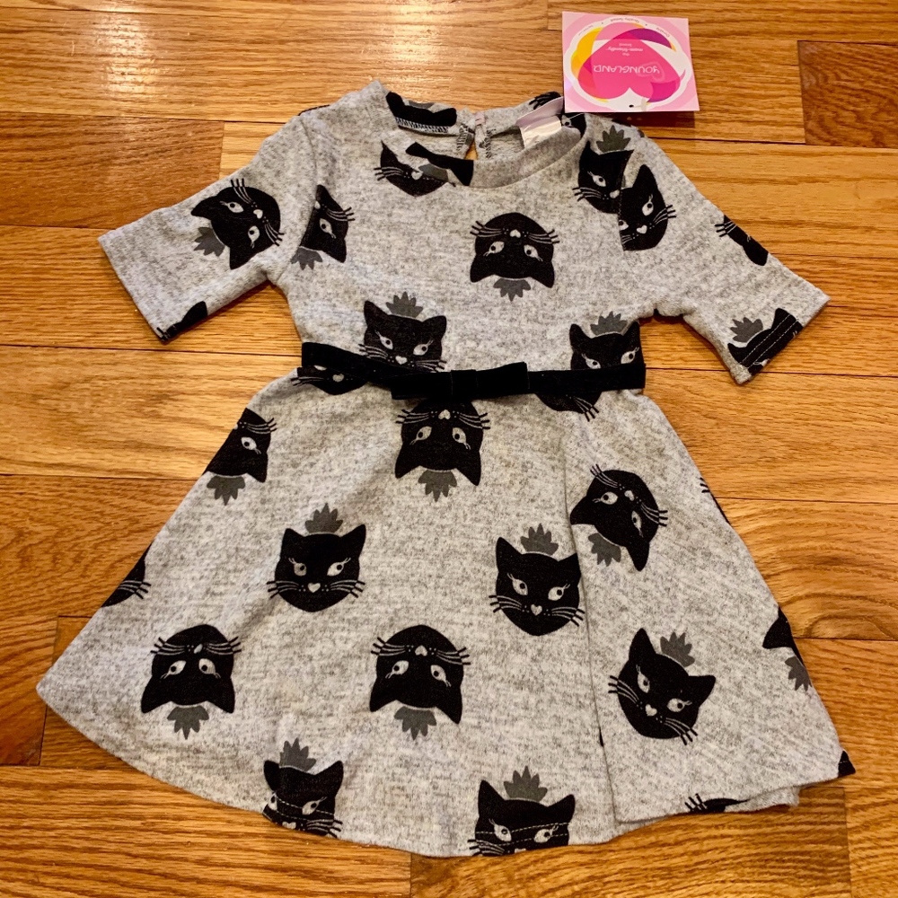 NEW Girls' Brushed Sweater Knit Cat Dress
